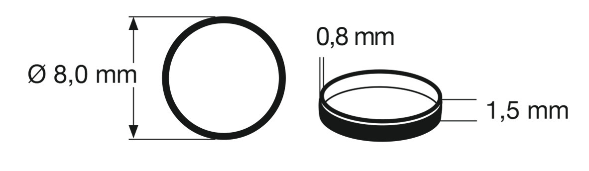 Fleischmann HO 648011 Traction Tires 10pcs set 8 mm, width 1.5 mm