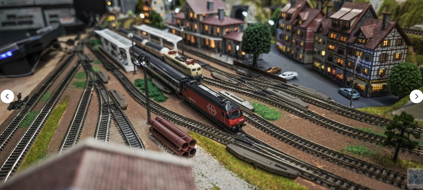 Noch N scale 777777 Finished "Baden-Baden" Digital Layout w/ECoS Station and 4 DCC trains 69"x39"