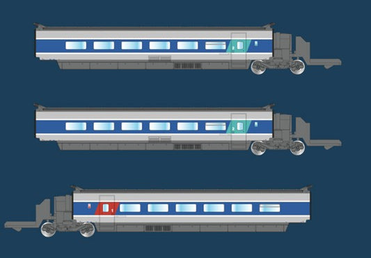 AZAR MODELS Z T01-AB2 TGV PSE - Atlantic - additional set Set of 3 coaches : 1x1Cl + 2x2Cl SNCF V