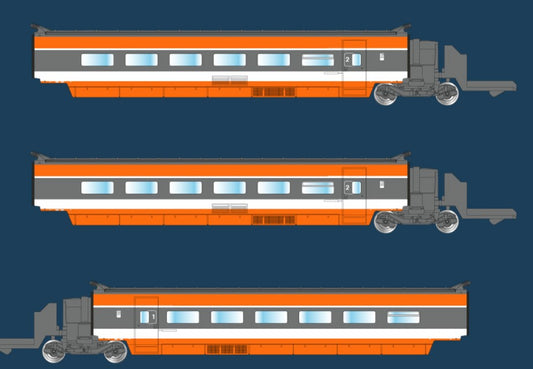 AZAR MODELS Z T01-OR2 TGV PSE - orange origine - additional set Set of 3 coaches : 1x1Cl + 2x2Cl SNCF IV-V
