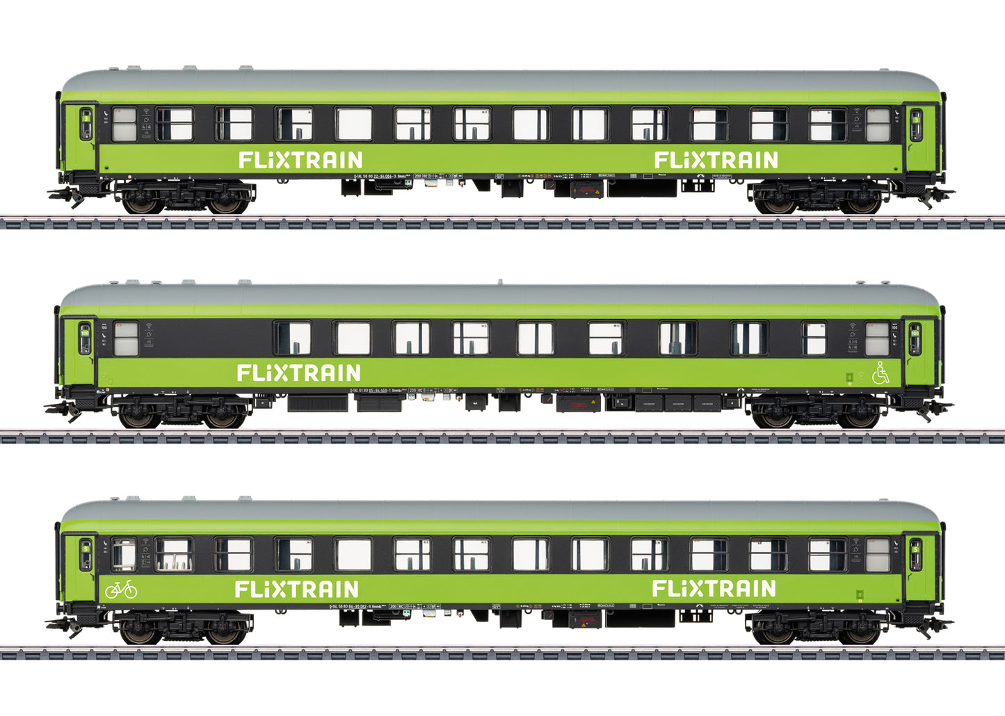 Marklin HO 42957 “FlixTrain” Express Train Car Set 1 Fall 2026 MHI Q3