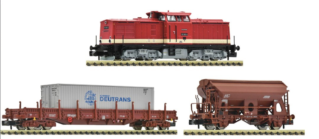 Fleischmann N 5570007 Diesel locomotive 112 303-2 with goods train, DR DCC Sound