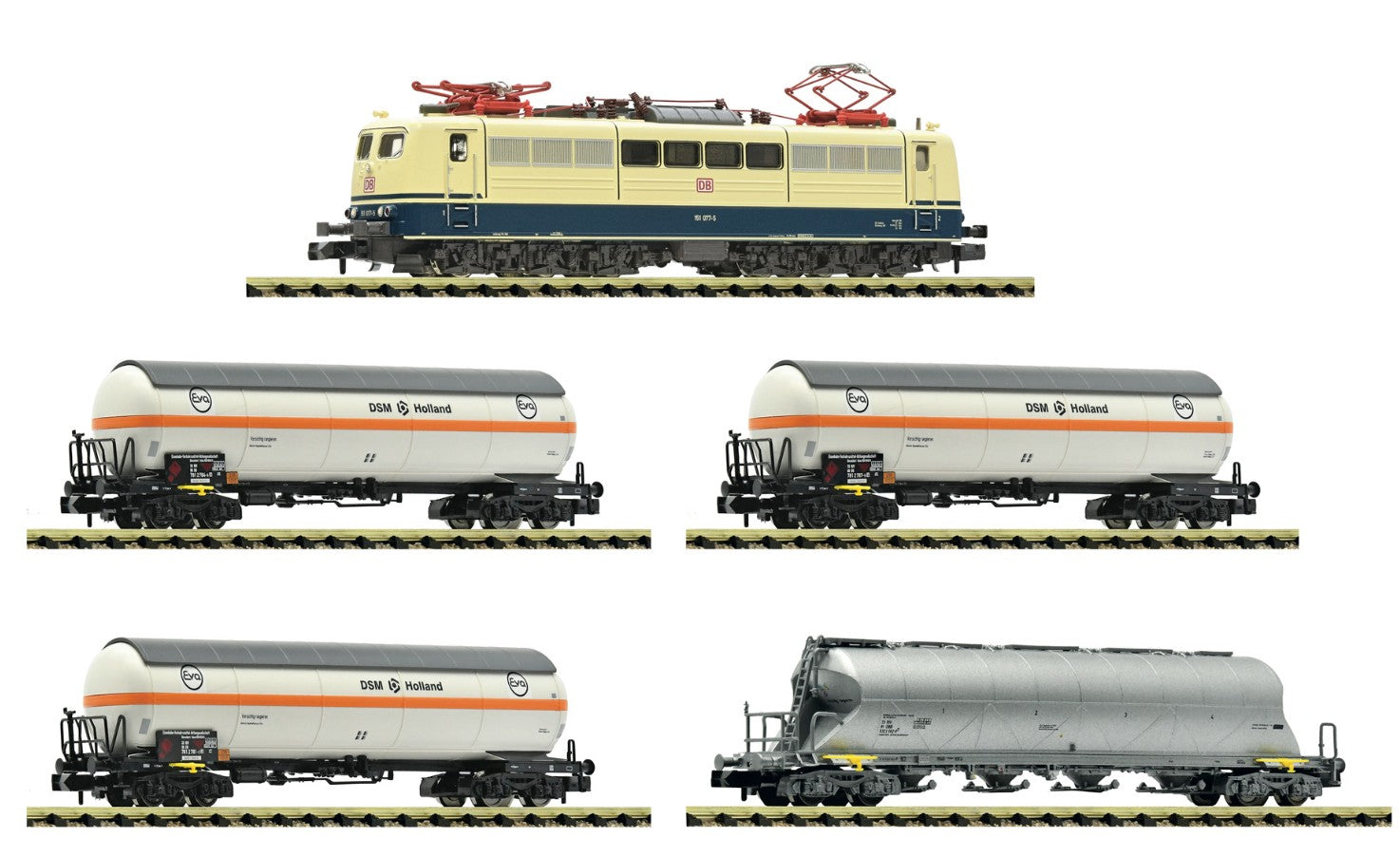 Fleischmann N 5570010  Electric locomotive 151 077-5 with goods train, DB AG DCC Sound