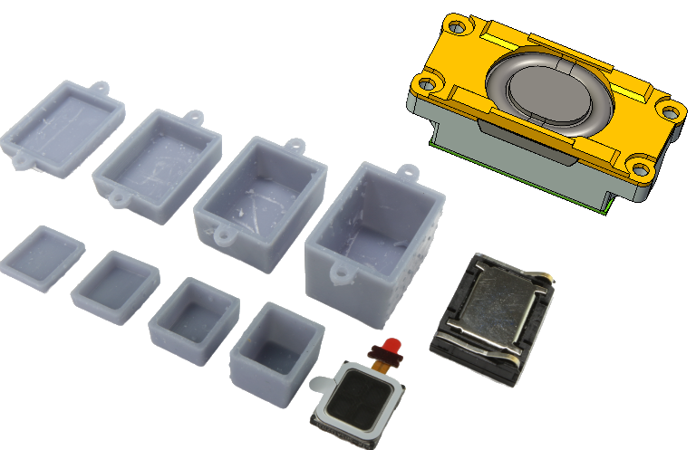 ESU HO 50353 Speaker 13mm x 18mm x 4.5mm square, 4 Ohms, with sound chamber set