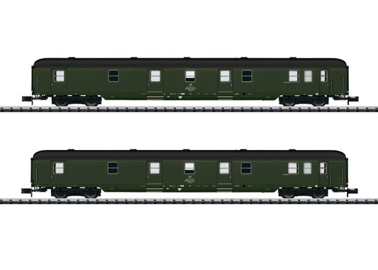 Trix N 15311 Type Poste-c/26 1-54 Mail Car 2-Pack - Ready to Run - Minitrix -- German Postal System Gex (Era IV 1988, green)