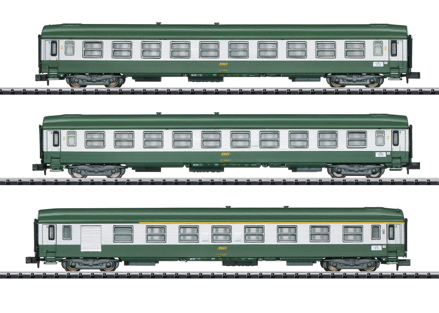 Trix N 15502 Nizza Ð Paris Express 3-Car Set - Ready to Run - Minitrix -- French State Railways SNCF (Era IV 1978, cream, gray, green)