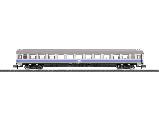 Trix N 15591 Mimara Express 2nd Class Coach - Ready to Run - Minitrix -- Slovenian Railways SZ (Era IV, gray, blue)