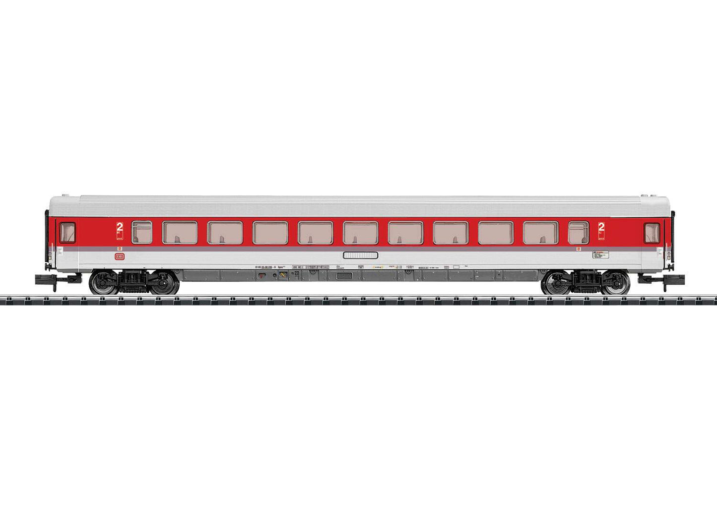 Trix N 15683 EC 41 Moliere Type Bpmz 291.3 Coach - Ready to Run - Minitrix -- German Federal Railroad DB (Era V 1991, red, white, gray)