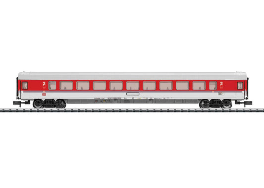 Trix N 15683 EC 41 Moliere Type Bpmz 291.3 Coach - Ready to Run - Minitrix -- German Federal Railroad DB (Era V 1991, red, white, gray)
