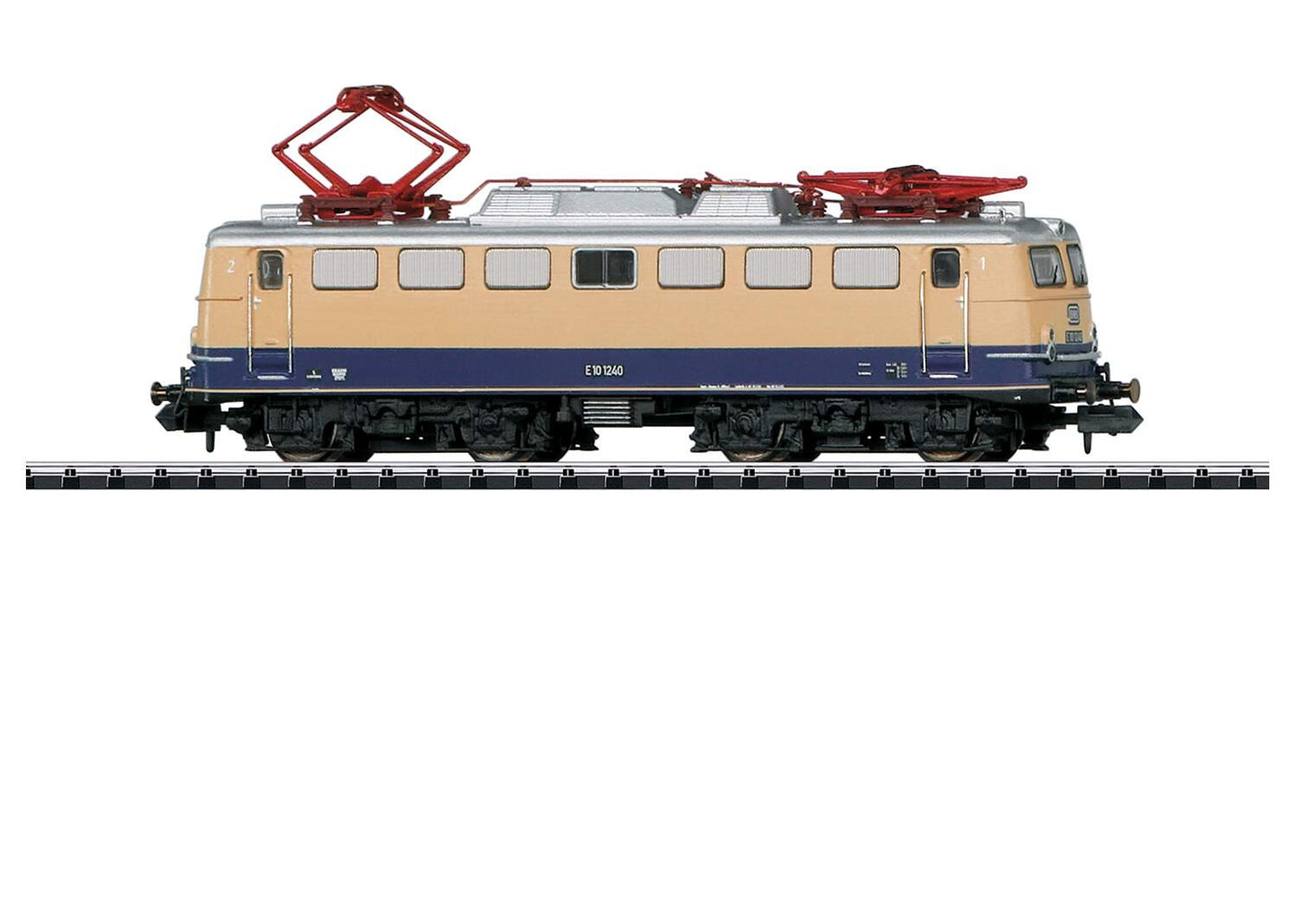 Trix N 16102 Class E 10.1 Electric - Sound and DCC - Exclusiv - Minitrix -- German Federal Railroad DB E 10 1240 (Era III 1962, beige, cobalt blue)