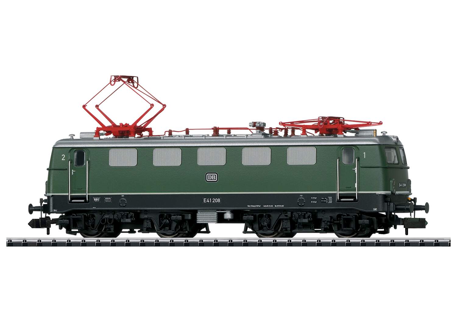 Trix N 16143 Class E 41 Electric - Sound and DCC - Minitrix -- German Federal Railroad DB E 41 208 (Era III, chrome oxide, black)