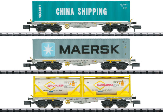 Trix N 18703 Type Sgmmns 190 Container Transport Car Set 2022 New Item