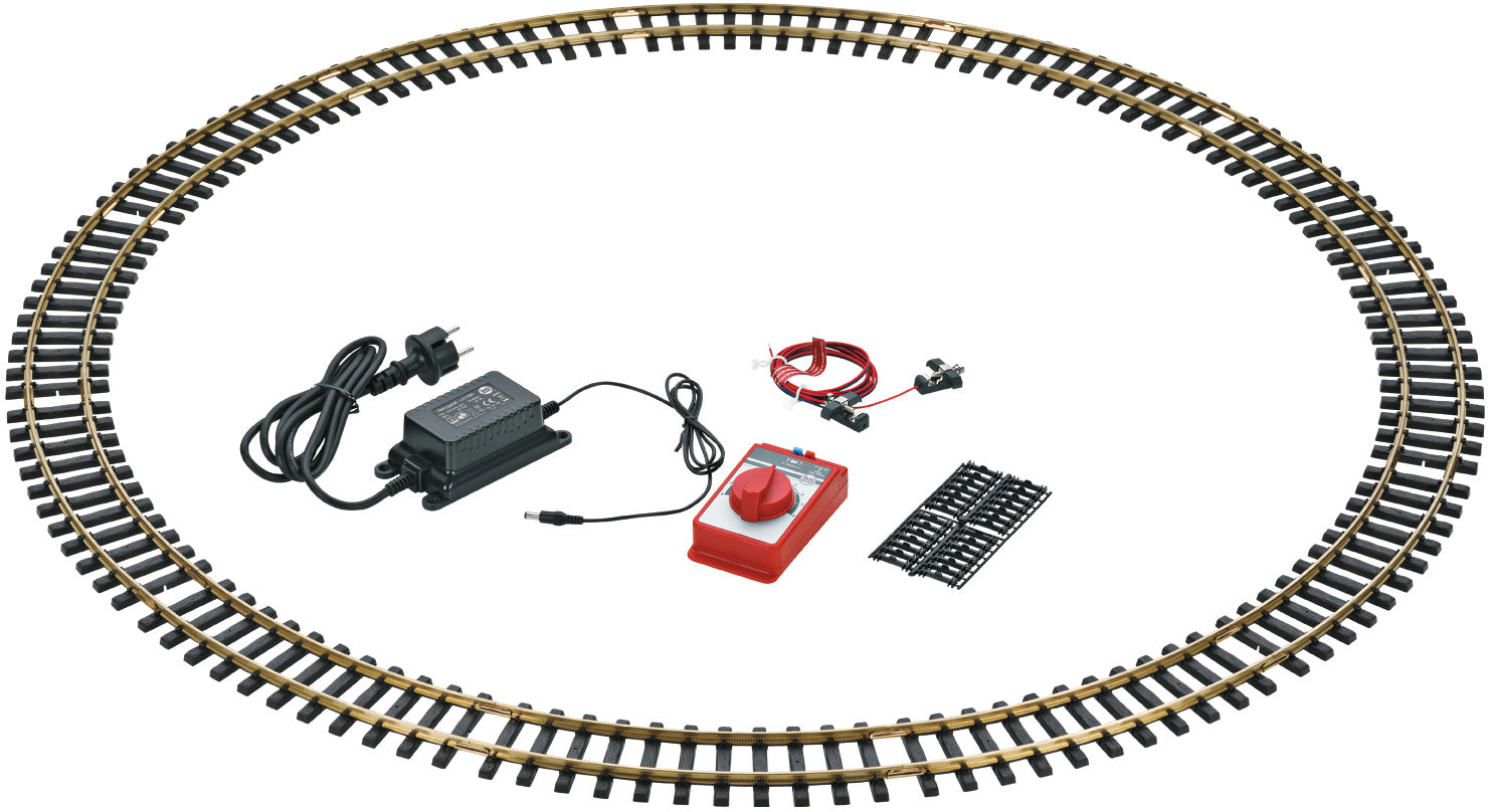 LGB G 19904 Starter Track Set -- 12 R1 4'3  130cm Diameter Curved Track Sections, Speed Controller, Hookup
