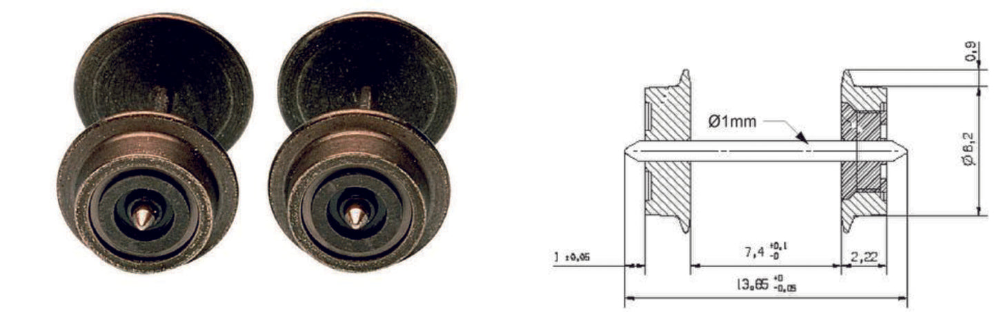 Fleischmann N 20023 Disc wheel set, isolated on one side