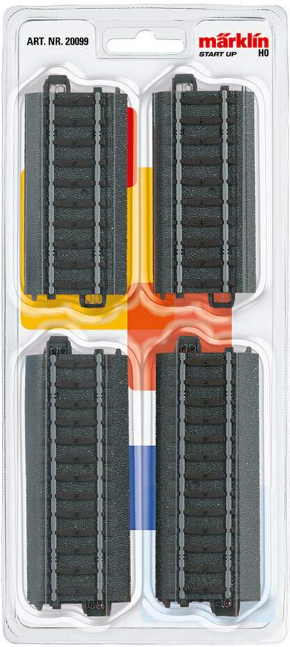 Marklin HO 20099 3-Rail C Track - My World -- Straight Set w/4 #24094 3-11/16 9.4cm Long & 2 #24077 3-1/16 7.8cm