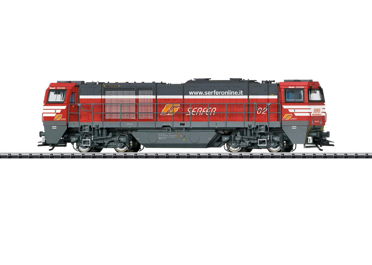 Trix HO 22343 Vossloh Class G 2000 BB Diesel - Sound and DCC-SX -- Serfer Servizi Ferroviari (Era VI, red, gray, white)