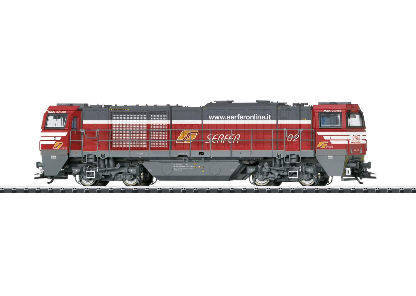 Trix HO 22343 Vossloh Class G 2000 BB Diesel - Sound and DCC-SX -- Serfer Servizi Ferroviari (Era VI, red, gray, white)