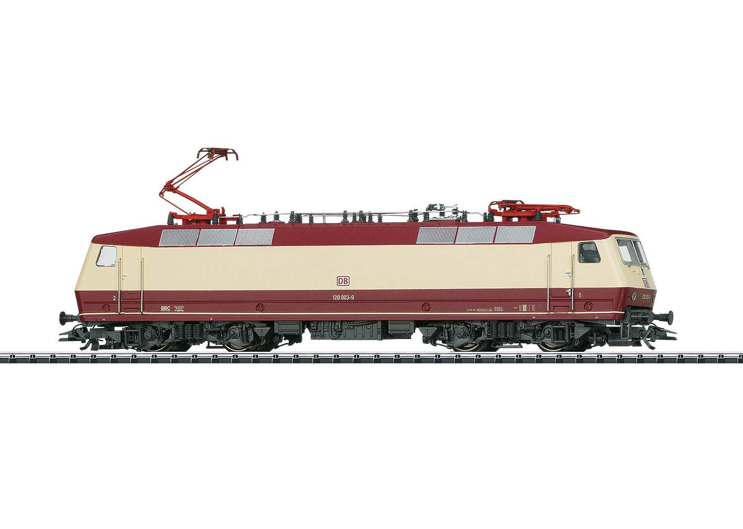 Trix HO 22684 Class 120 Electric w/Sound & DCC -- German Railroad DB AG #120 003-9 (Era V 1994, red, ivory)