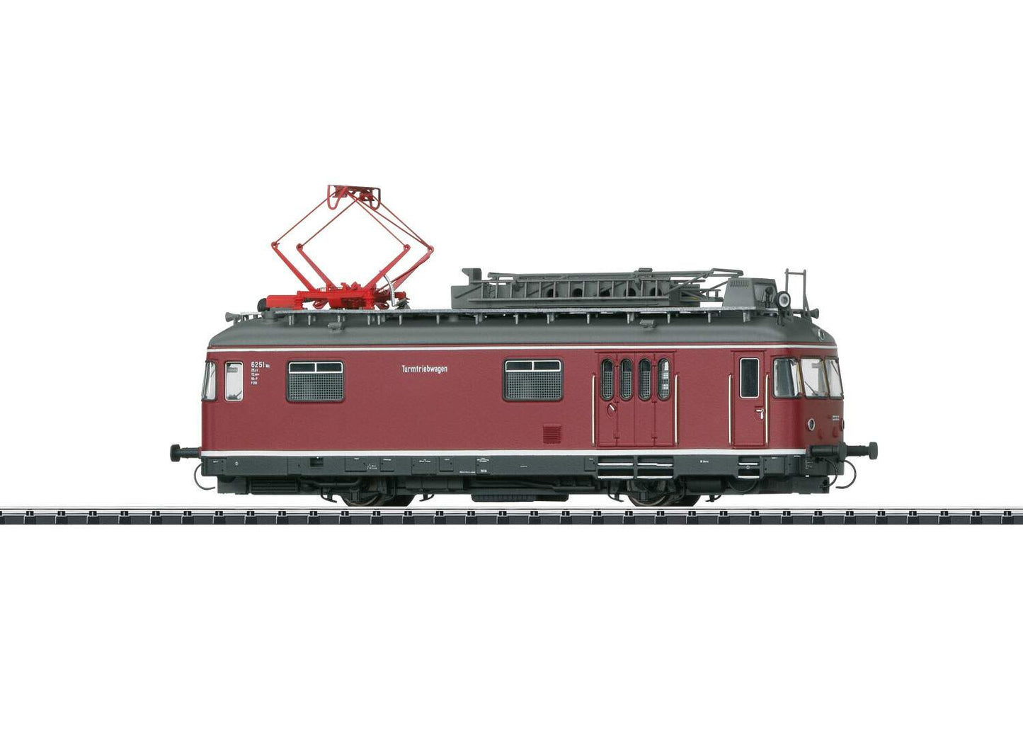 Trix HO 22974 TVT Catenary Maintenance Railcar w/Sound & DCC/SX -- German Federal Railroad DB (Era IV 1957, red, gray)