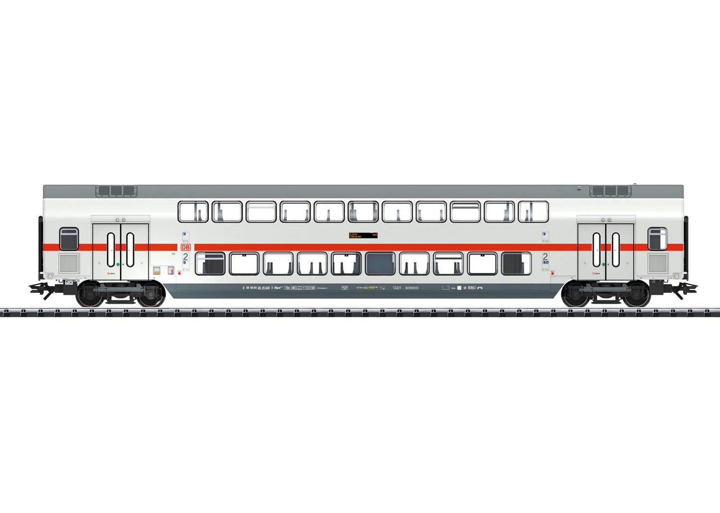 Trix HO 23251 Type DBpza 682.2 2nd Class Bi-Level Coach - Ready to Run -- German Railroad DB AG 2 (Era VI 2016, white, red, gray)