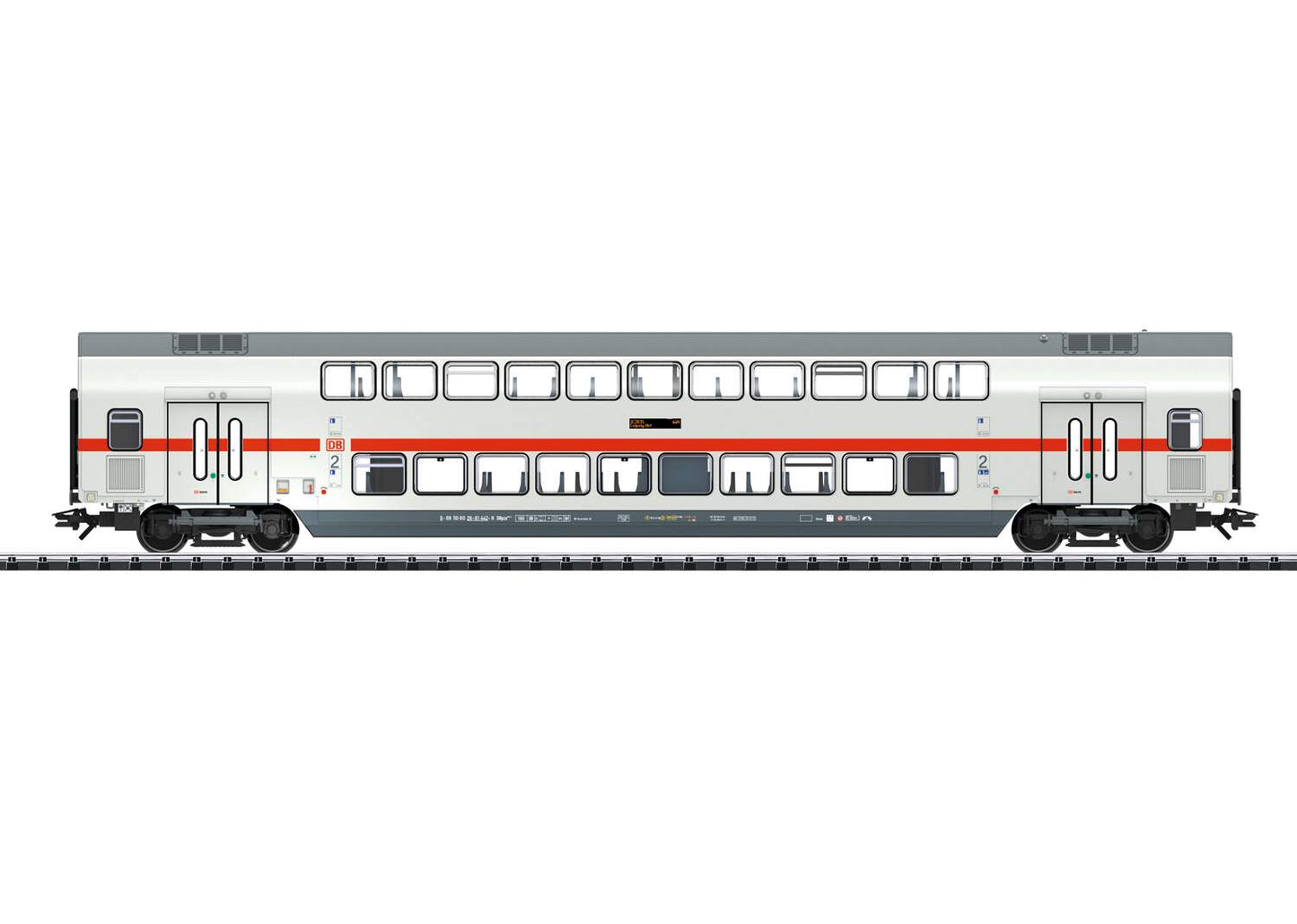 Trix HO 23252 Type DBpza 682.2 2nd Class Bi-Level Coach - Ready to Run -- German Railroad DB AG 3 (Era VI 2016, white, red, gray)