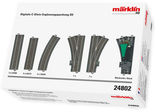 Marklin HO 24802 D2 C-Track 3-Rail Extension Set w/Digital Turnouts -- Requires Central Station for Digital Turnout Control (Sold Separately)