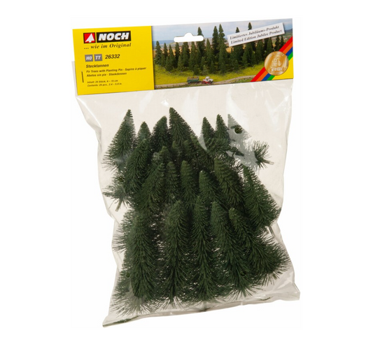 NOCH HO 26332 Firs Trees w. Planting Pin, 25 pieces., 6-15 cm