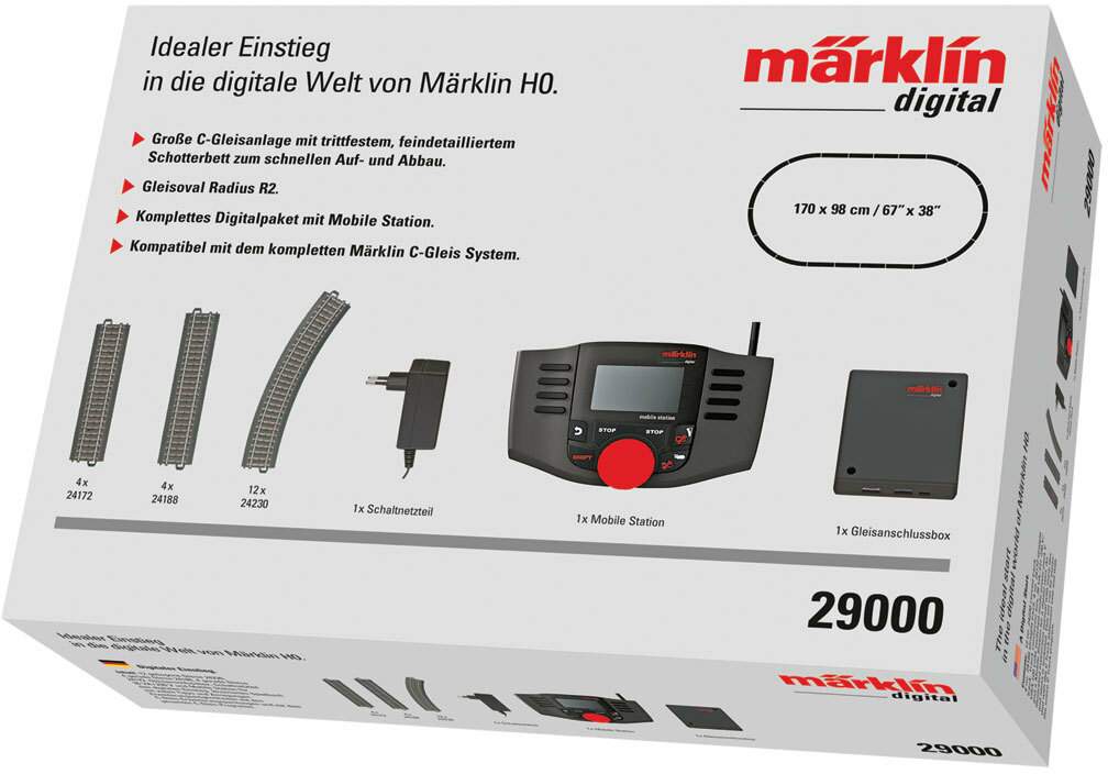 Marklin HO 29000 Digital Start with Marklin Mobile STation 3, US 120V Power, Track Connector and C Track