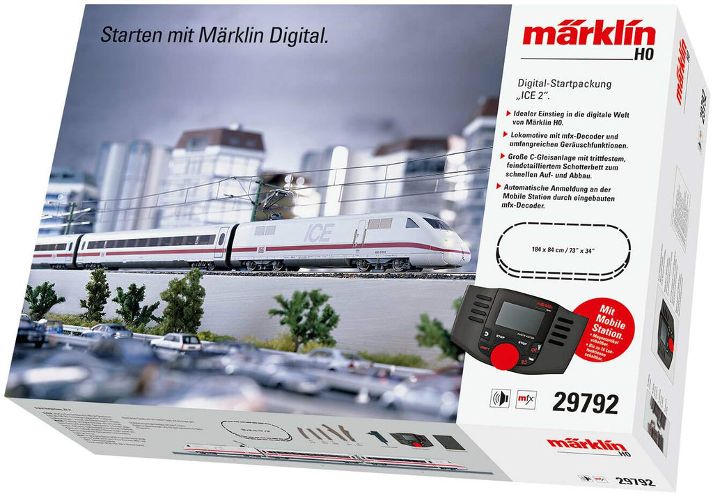 Marklin HO 29792 ICE 2 Starter Set - 3-Rail w/Sound & Digital 120V -- German Railroad DB AG Class 402 InterCity Express