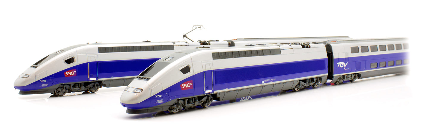 Jouef HO HJ2362ACS SNCF, TGV 2N2 EuroDuplex, 4-unit pack including motorized head, dummy head and two end coaches (1st and 2nd class), period VI, AC digital sound