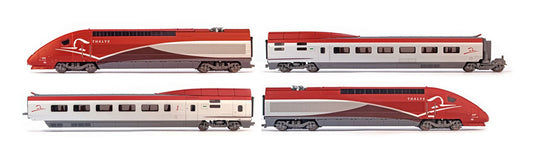 Jouef HO HJ2358ACS Thalys PBKA, 4-unit pack including motorized head, dummy head and two end coaches (1st and 2nd class), period VI, AC digital sound
