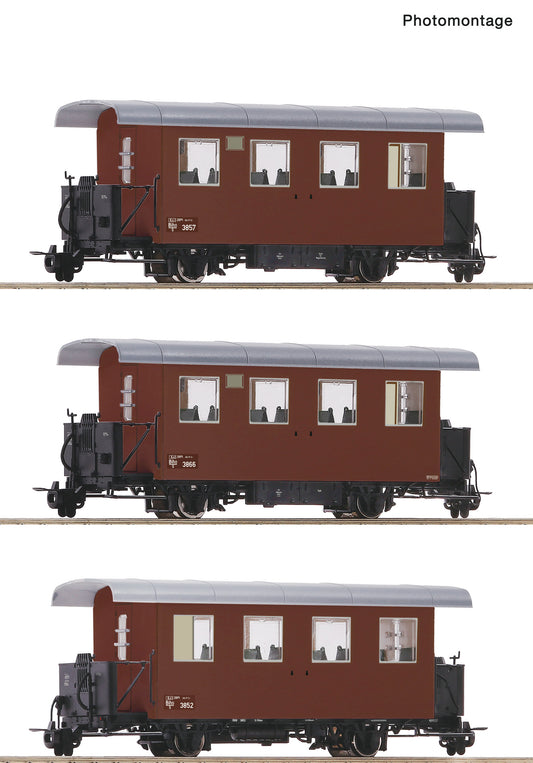 Roco HO 34103 3 piece set: Narrow-gauge ribbed wagons  ÖBB  era IV DC 2023 New Item