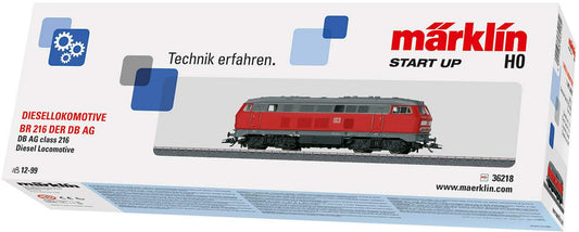 Marklin HO 36218 Class 216 Diesel - 3-Rail w/Digital - Start Up -- German Railroad DB AG (Era V, traffic red, gray)