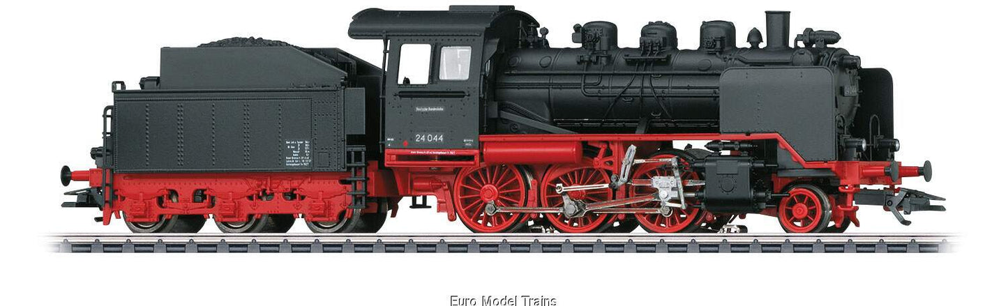 Marklin HO 36244 Class 24 2-6-0 - 3-Rail w/Sound & Digital -- German Federal Railroad DB #24 044 (Era III 1957, black, red)
