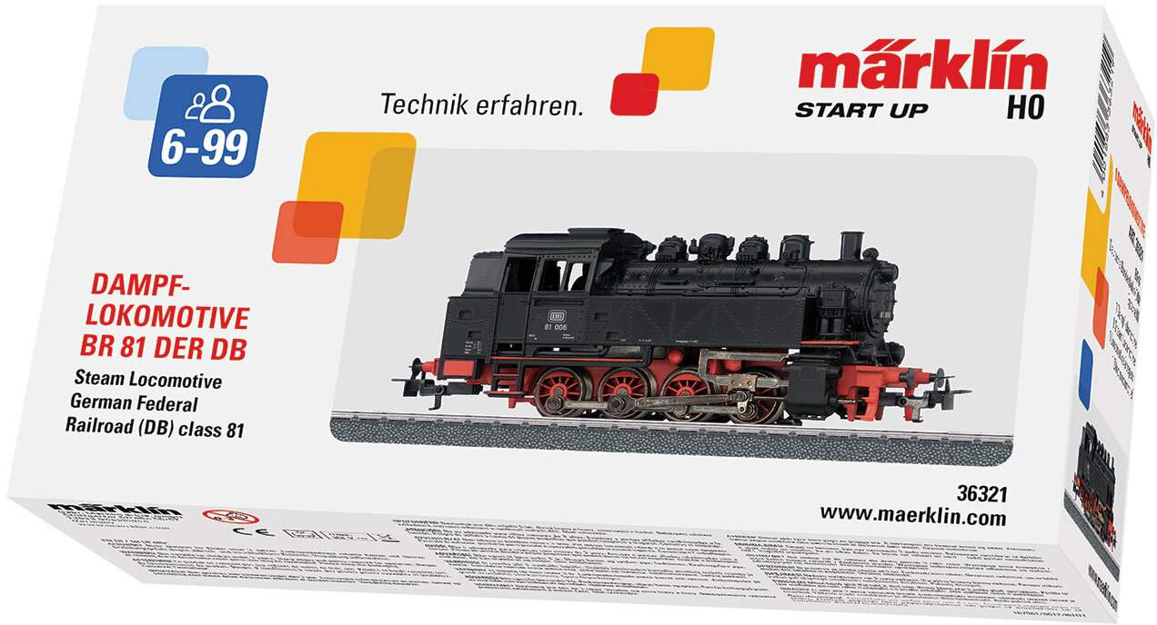 Marklin HO 36321 Class 81 0-8-0T - 3-Rail w/Digital - My World -- German Federal Railroad DB (Era III, black, red)