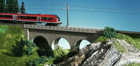 Kibri N 37660 Straight Stone Viaduct -- Gray;