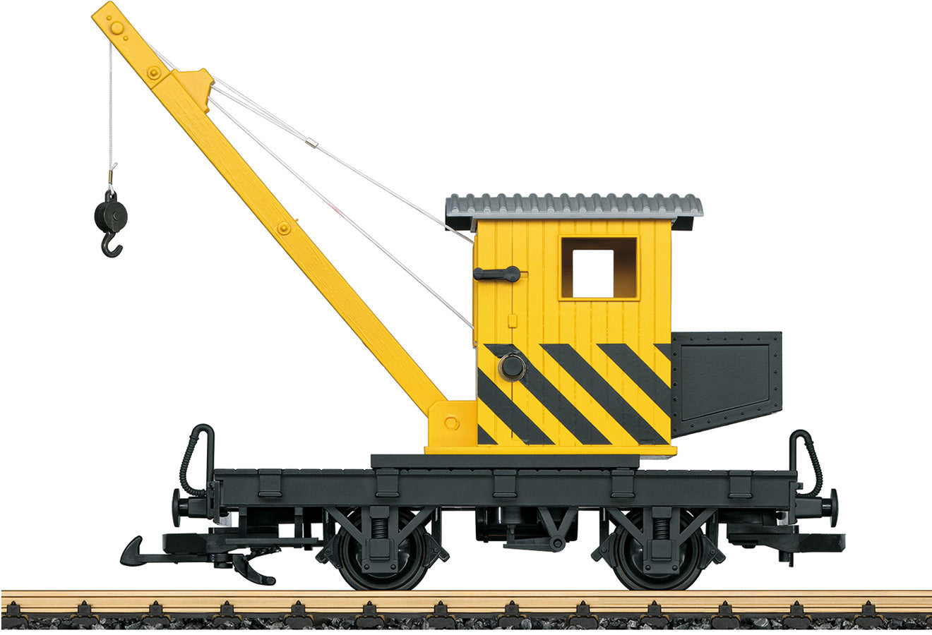 LGB G 40043 2-Axle Crane - Ready to Run -- Painted, Unlettered (black, yellow)
