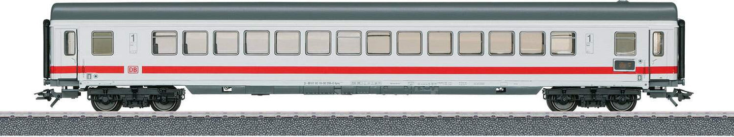 Marklin HO 40500 Type Apmz 125.3 ICE 1st Class Coach - 3-Rail Ready to Run - Start up -- German Railroad DBAG (Era VI, white, gray, red)