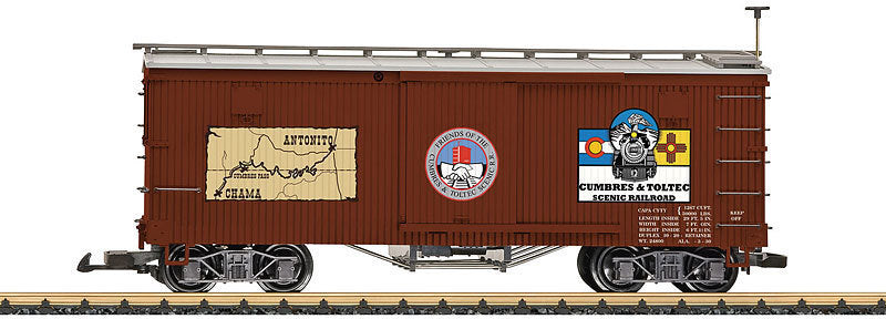 LGB G 40671 Wood Boxcar - Ready to Run -- Cumbres & Toltec (Boxcar Red)