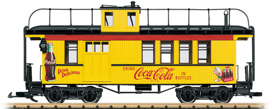 LGB G 40757 Wood Drovers Caboose - Ready to Run -- Coca-Cola (yellow, red, brown)