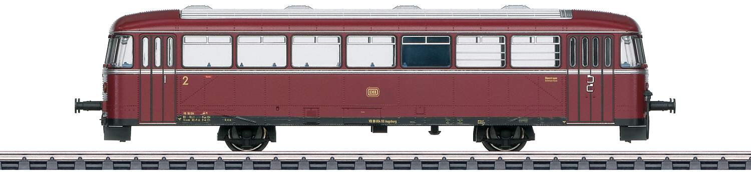 Marklin HO 41988 Class VB 98 Railcar Trailer Car - 3-Rail - Sound and Digital -- German Federal Railroad DB VB 98 034 (Era III 1960s, red, silver)