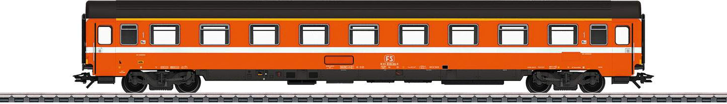 Marklin HO 42911 Eurofima Type Az 1st Class Compartment Car - 3-Rail - Ready to Run -- Italian State Railroad FS (Era IV 1979, orange, black)