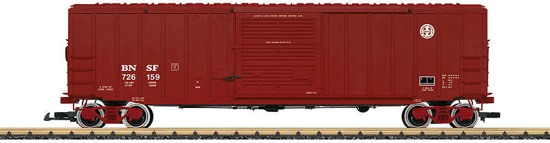 LGB G 42932 50' Exterior-Post Boxcar - Ready to Run -- BNSF Railway #726159 (Boxcar Red, Wedge Logo)