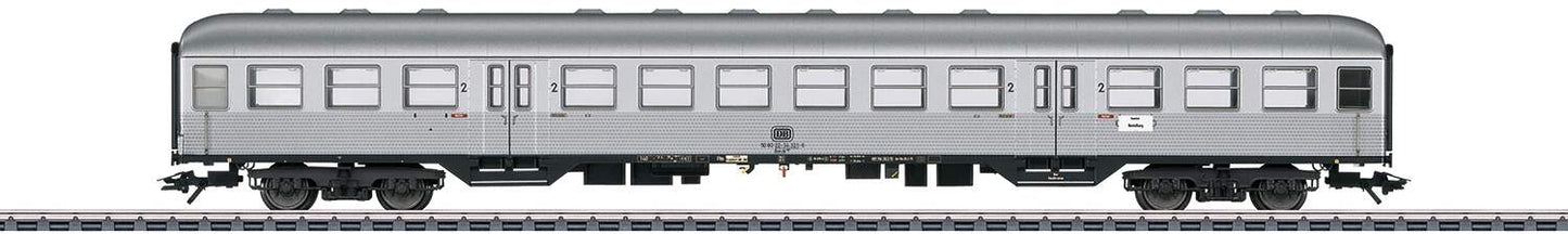 Marklin HO 43897 Type Bnrzb 725 2nd Class Commuter Car - 3-Rail - Ready to Run -- German Federal Railroad DB (Era IV 1975, silver, Silver Coin Scheme)