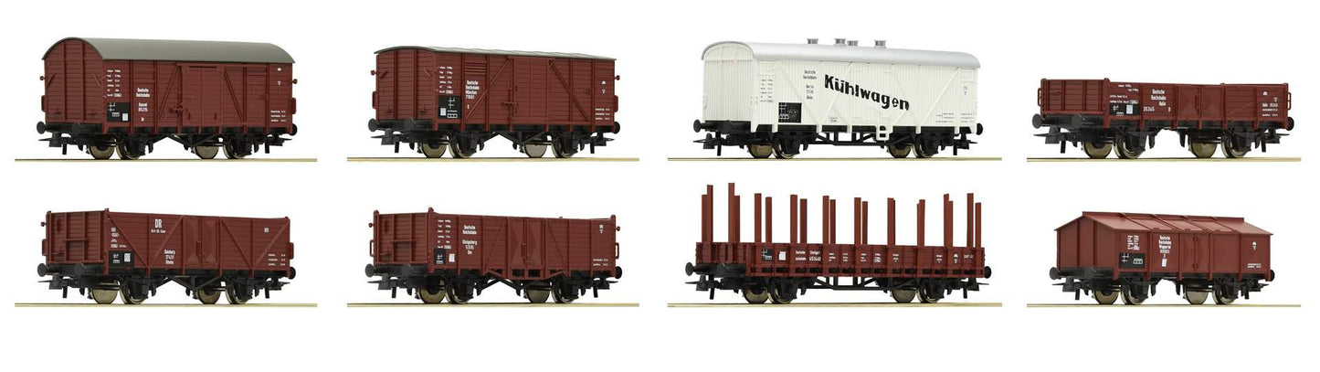 Roco HO 44003 8-piece set of freight cars, DRG