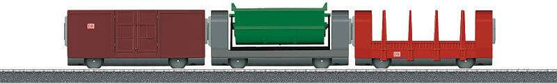 Marklin HO 44100 3-Car Add-On Freight Set for #441-29210 - 3-Rail - Ready to Run - My World -- 1 Each Gondola, Dump & Stake Car