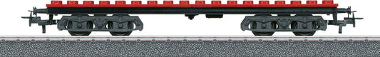 Marklin HO 44734 Clip-On Block Car w/Plastic Block Deck - 3-Rail - Ready to Run - Start Up -- Red (Compatible w/Plastic Locking Building Blocks)