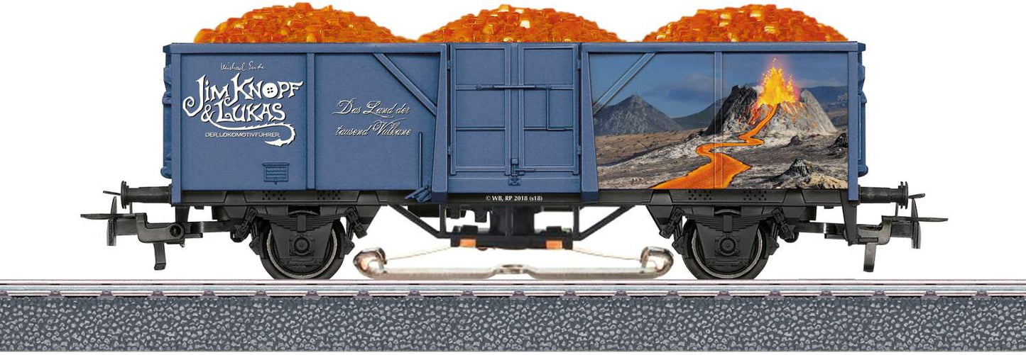 Marklin HO 44818 Gondola with Lighted Lava Load- 3-Rail - Ready to Run - Start Up -- Lave Car (Jim Button & Luke Series)