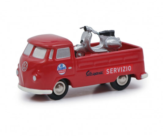 Schuco Pic.VW T1 Prit. VESPA SERV. rot