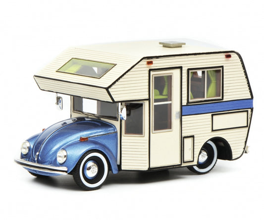 Schuco VW Beetle Motorhome blue 1:43